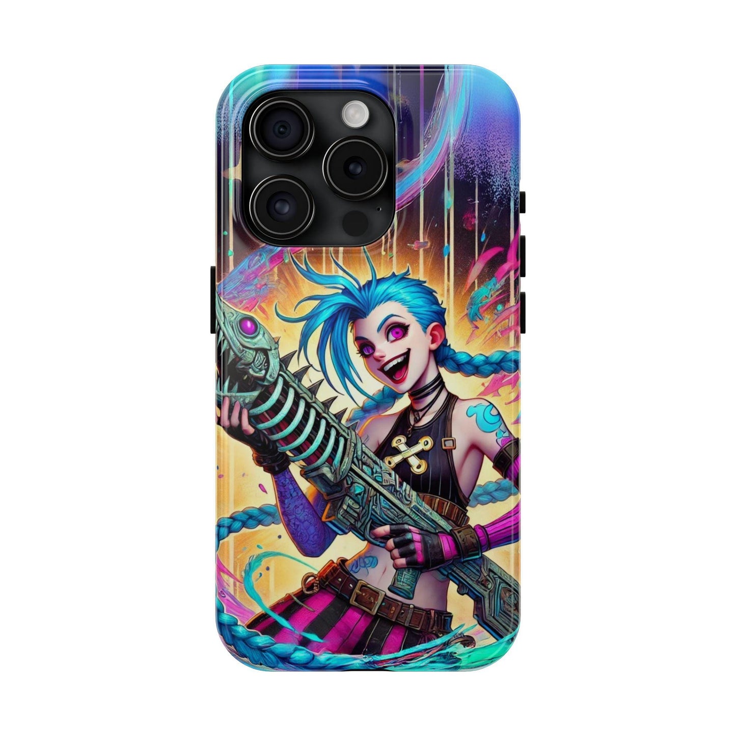 Jinx Fishbone Blaster Case - Arcane, League of Legends Inspired Tough Phone Case for iPhone and Samsung Galaxy - Arcane LOL Champion Art