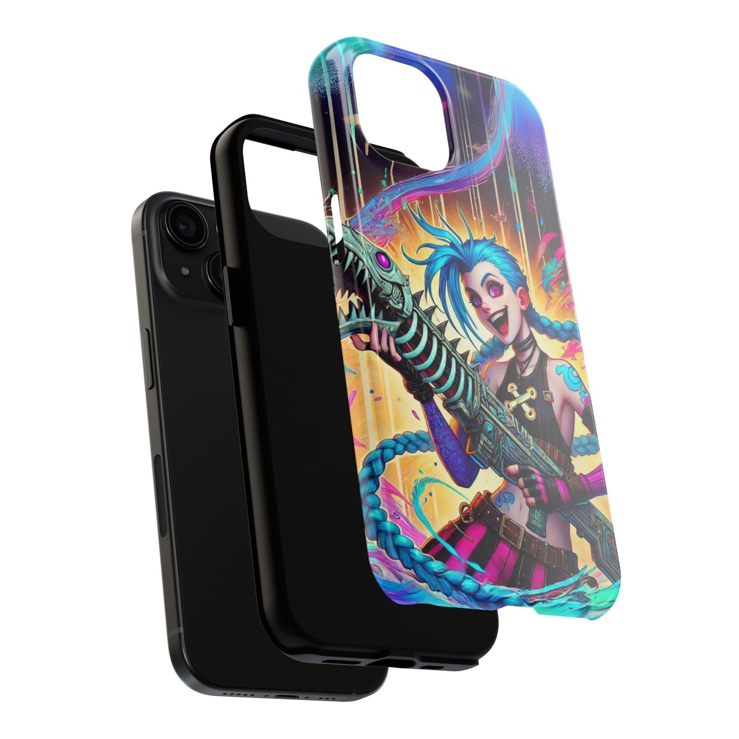 Jinx Fishbone Blaster Case - Arcane, League of Legends Inspired Tough Phone Case for iPhone and Samsung Galaxy - Arcane LOL Champion Art