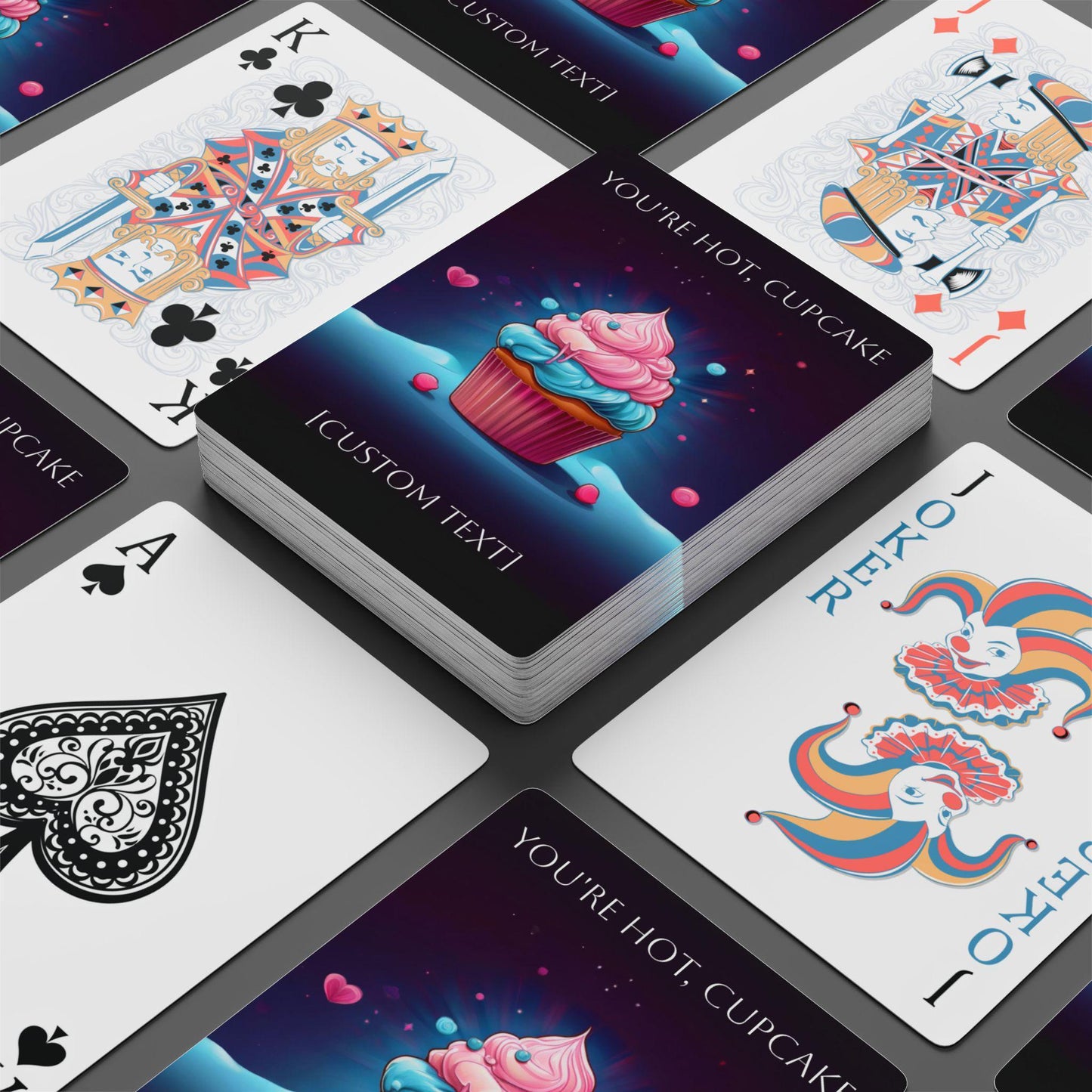 Custom Arcane Playing Cards - Vi and Caitlyn Inspired You're Hot, Cupcake Card Deck with Personalized Message