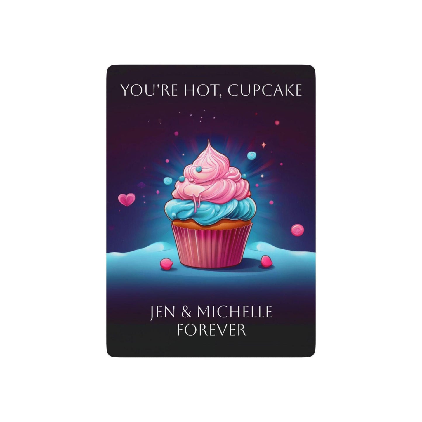 Custom Arcane Playing Cards - Vi and Caitlyn Inspired You're Hot, Cupcake Card Deck with Personalized Message