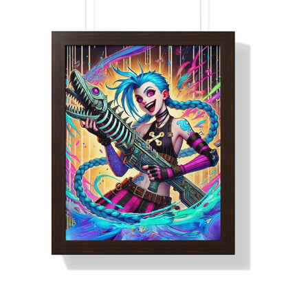 Jinx Inspired Framed Poster - Arcane Chaos - Jinx Art - Fish Bone Weapon