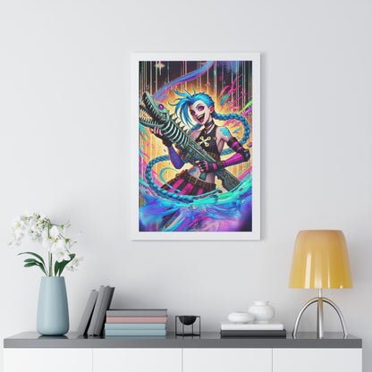 Jinx Inspired Framed Poster - Arcane Chaos - Jinx Art - Fish Bone Weapon