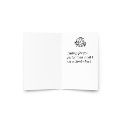 DND Valentine’s Day Card "Falling for You" - Funny Gamer Vday Card, Anniversary Card - Romantic D&D Gifts, RPG Valentine