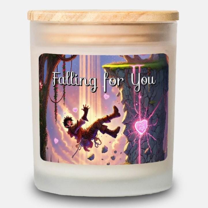 Falling for You Candle 11oz - DND Scented Candle, Custom D&D Scent - Romantic DND Gifts - Frosted Glass Wood Wick