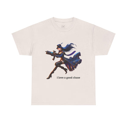 Arcane, Caitlyn T-Shirt "I love a good chase" - League of Legends Champion Inspired Gamer T-Shirt, Gamer Apparel XXS-5XL