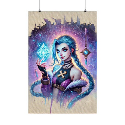 Arcane, Jinx Inspired High Quality Poster 24"x36" - Jinx Watercolor Art, Home Decor - Arcane, League of Legends Champion Art