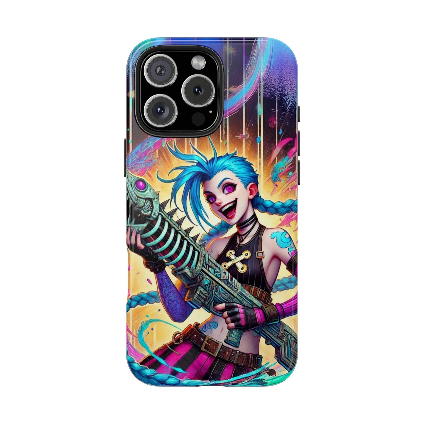 Jinx Fishbone Blaster Case - Arcane, League of Legends Inspired Tough Phone Case for iPhone and Samsung Galaxy - Arcane LOL Champion Art