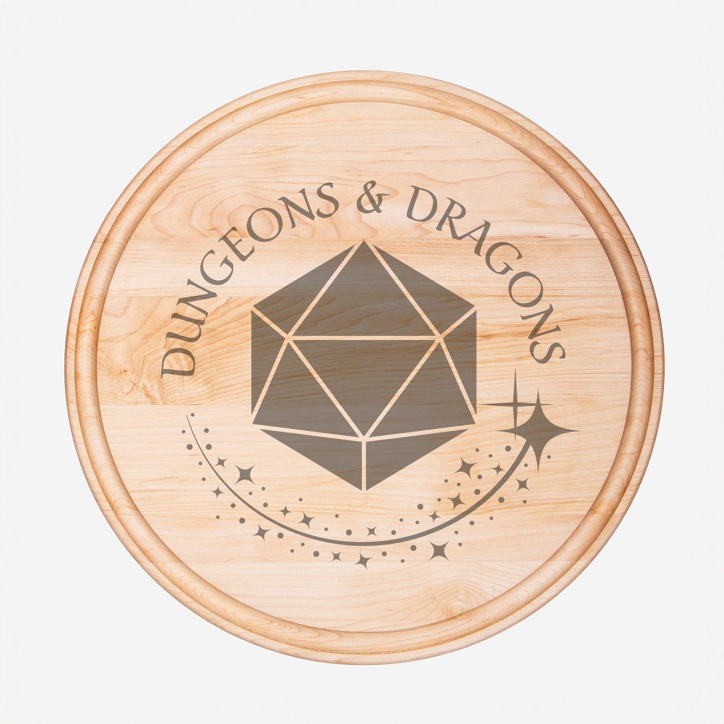 Gaming Charcuterie d20 Decorative Board, DND Platter Gift, D&D d20 Engraved Board, Wooden DND Platter, dnd Cutting Board