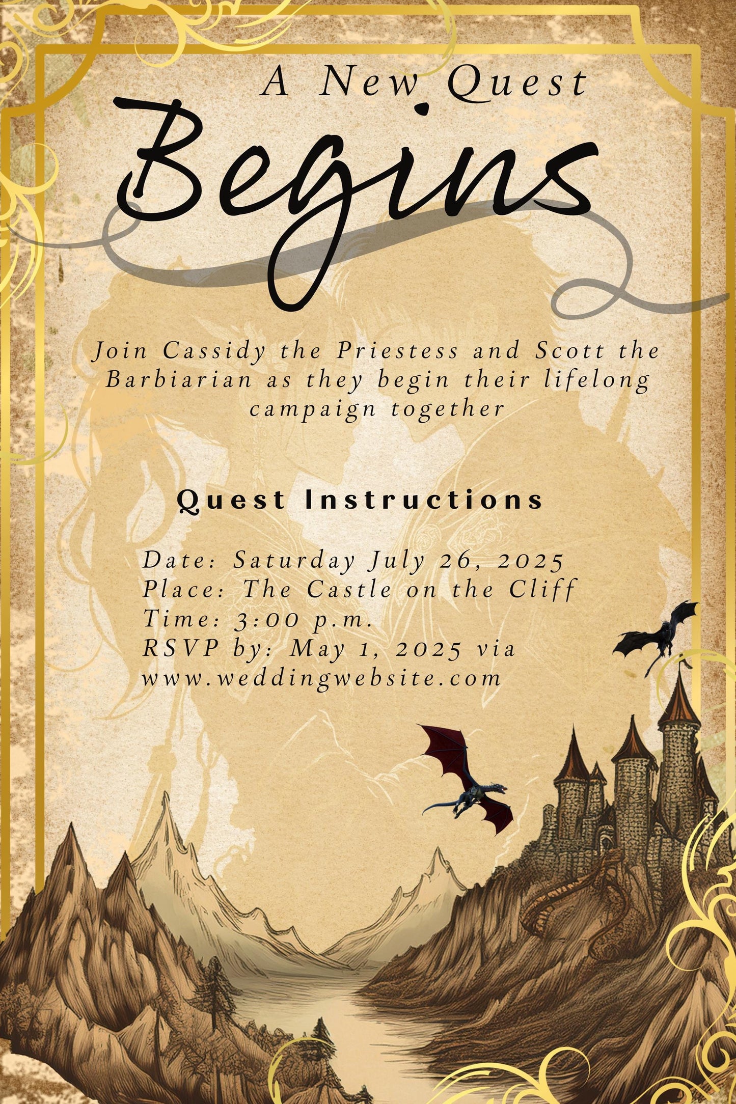 D&D Wedding Invitation, Digital Download, Dungeons and Dragons Invite Template, Adventure Quest Wedding, DND Couples, Marriage