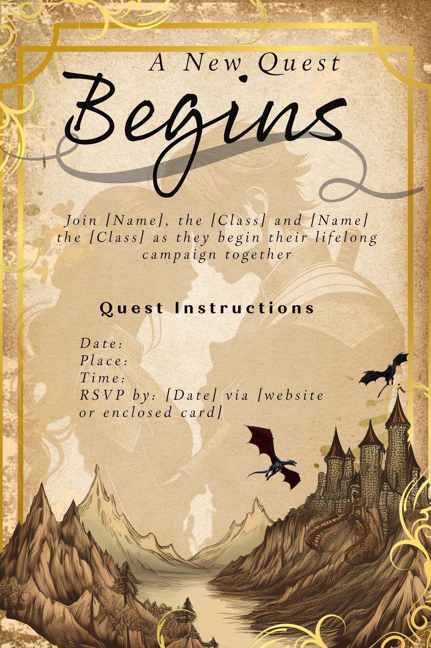 D&D Wedding Invitation, Digital Download, Dungeons and Dragons Invite Template, Adventure Quest Wedding, DND Couples, Marriage