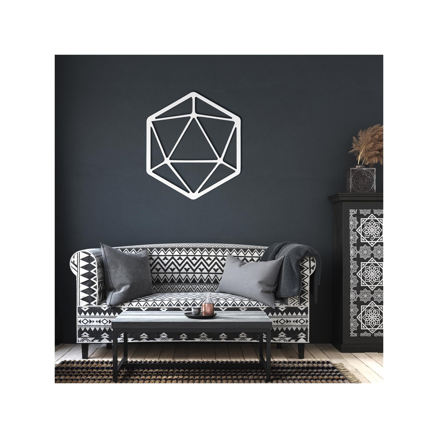 D20 Metal Wall Art, Modern Minimalist Gaming Room Accent, Industrial Dungeons & Dragons Game Night Decor, Gift for Players or Dungeon Master