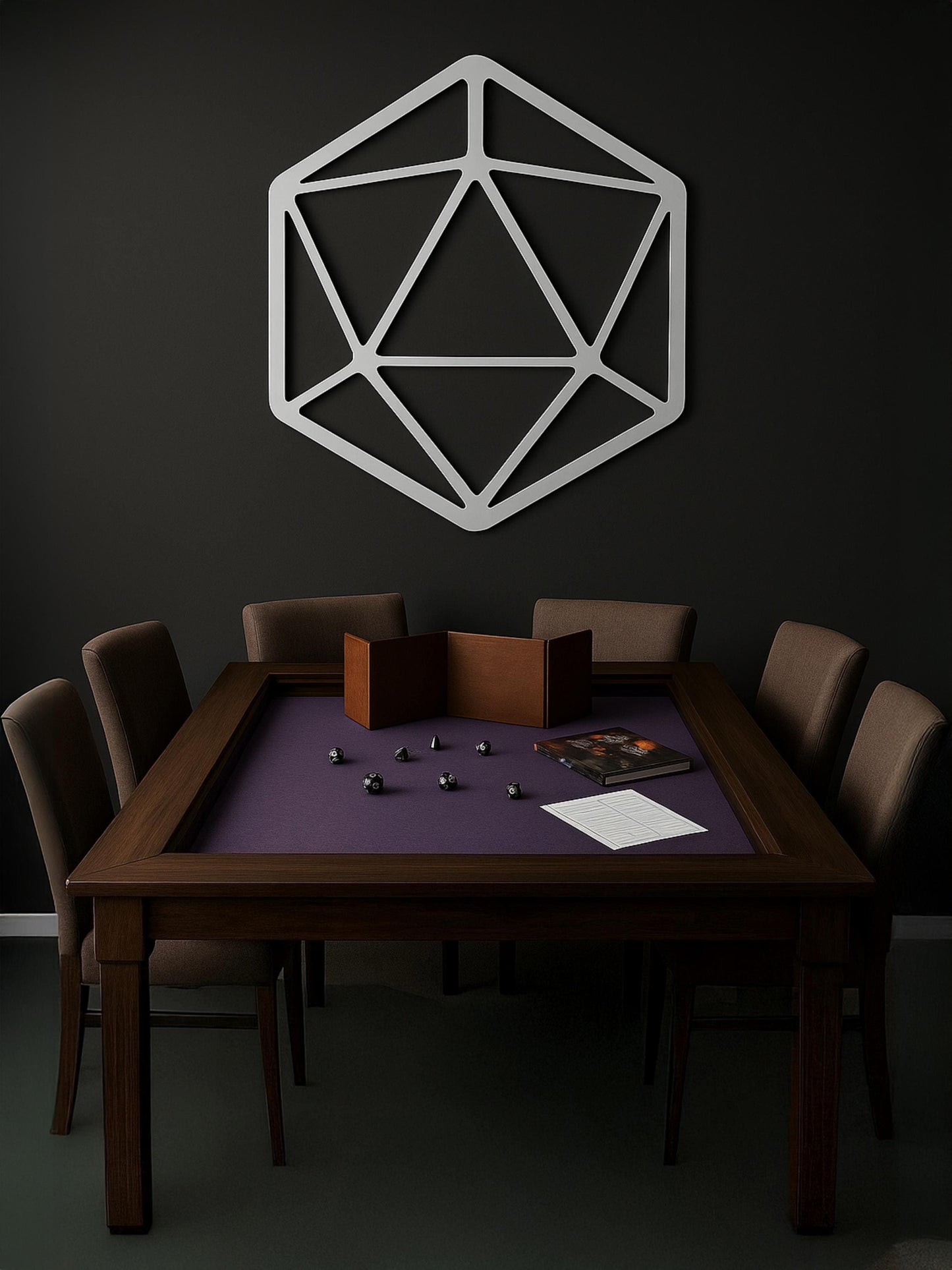 D20 Metal Wall Art, Modern Minimalist Gaming Room Accent, Industrial Dungeons & Dragons Game Night Decor, Gift for Players or Dungeon Master