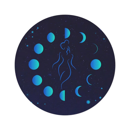 Lunar Goddess Rug, Phases of the Moon Decor, Celestial Woman Round Rug, Crescent Moon Home Accents, Witchy Aesthetic, Astrology Floor Mat