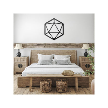 D20 Metal Wall Art, Modern Minimalist Gaming Room Accent, Industrial Dungeons & Dragons Game Night Decor, Gift for Players or Dungeon Master