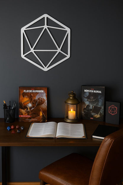 D20 Metal Wall Art, Modern Minimalist Gaming Room Accent, Industrial Dungeons & Dragons Game Night Decor, Gift for Players or Dungeon Master