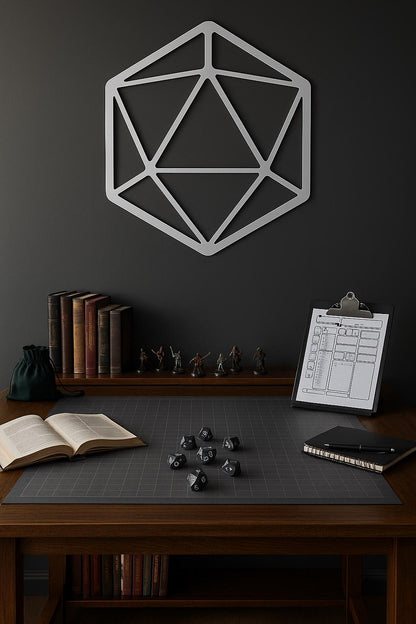 D20 Metal Wall Art, Modern Minimalist Gaming Room Accent, Industrial Dungeons & Dragons Game Night Decor, Gift for Players or Dungeon Master