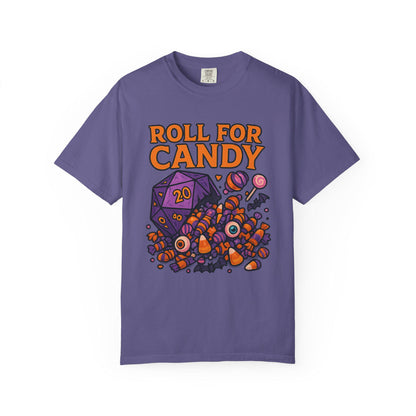 D&D Halloween T-shirt, Dungeons and Dragons Player Shirt, Roll for Candy D20 Spilling Halloween Candy, DM Campaign Tee, DND Fandom Gift