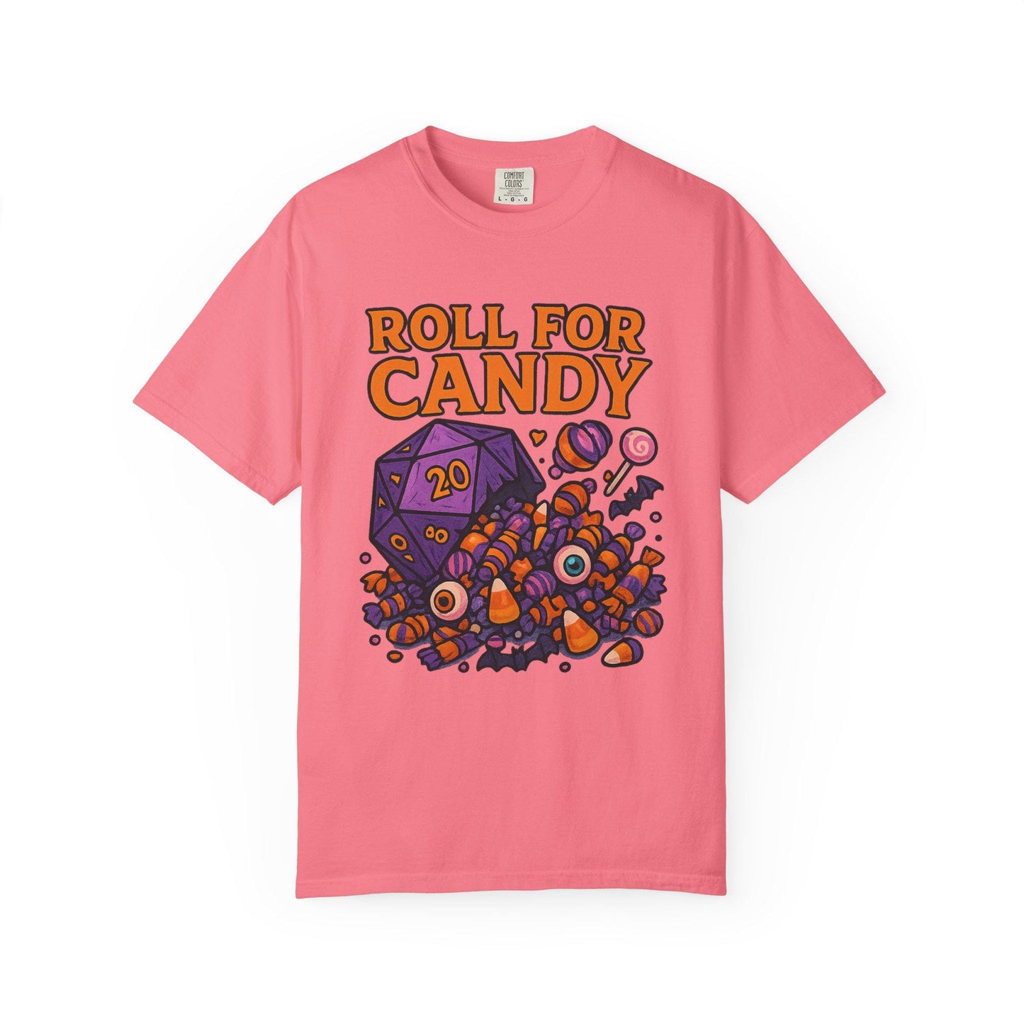 D&D Halloween T-shirt, Dungeons and Dragons Player Shirt, Roll for Candy D20 Spilling Halloween Candy, DM Campaign Tee, DND Fandom Gift