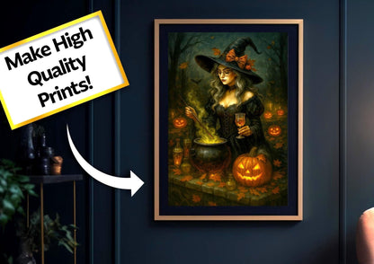 Vintage Halloween Wall Art, Witch Digital Art Bundle, 10 High Resolution Vintage Victorian Images, Digital Download, High Quality