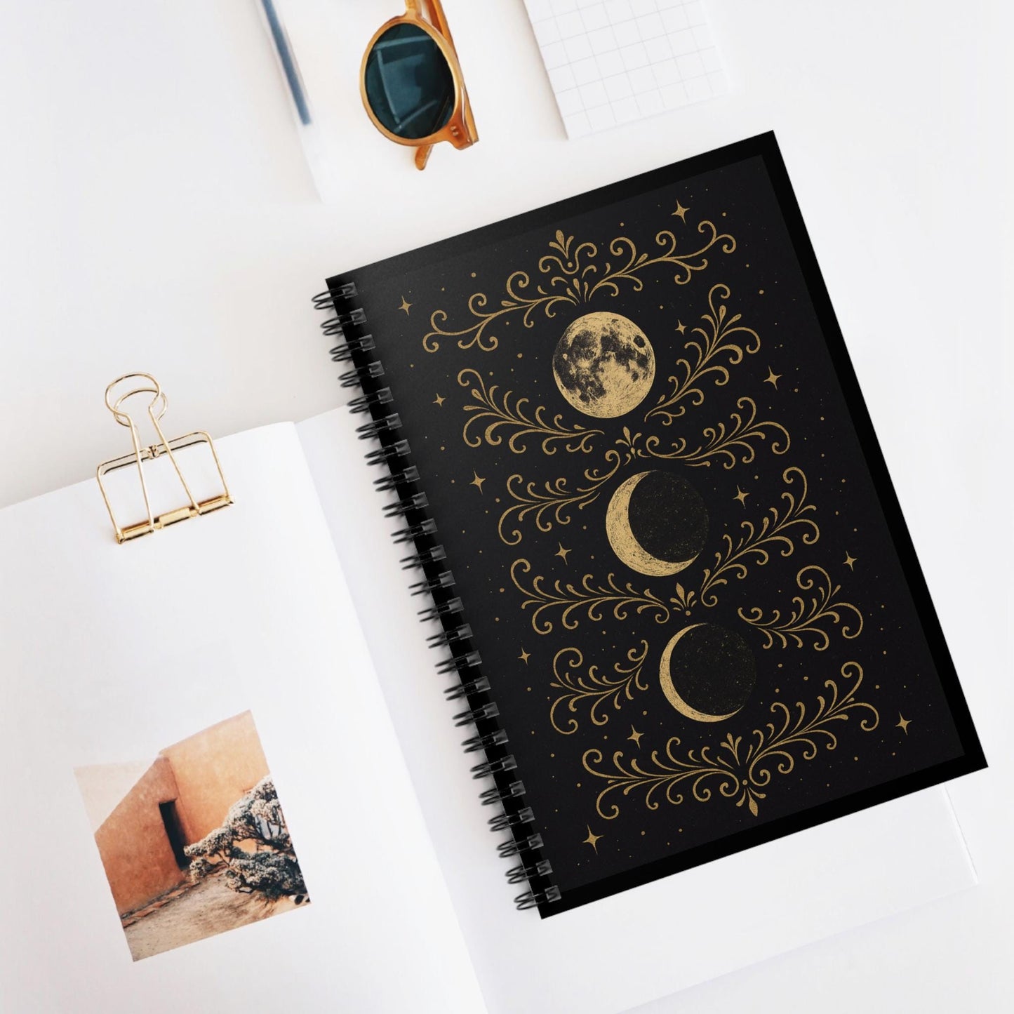 Celestial Spiral Notebook, Back to School Supplies, Cosmic Journal, Moon Phase Diary, Starry Night Memo Book, Gift for Students