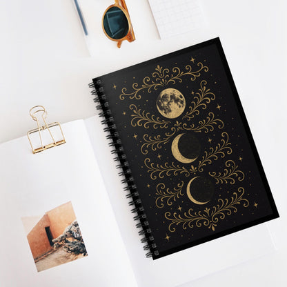 Celestial Spiral Notebook, Back to School Supplies, Cosmic Journal, Moon Phase Diary, Starry Night Memo Book, Gift for Students