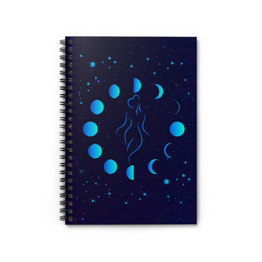Celestial Goddess Spiral Notebook, Back to School Supplies, Cosmic Journal, Moon Phase Diary, Starry Night Memo Book, Gift for Students