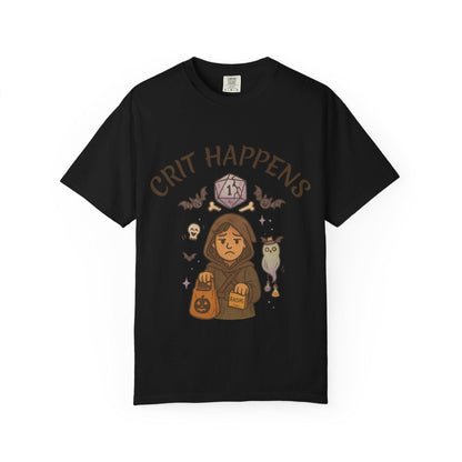 Crit Happens D&D Halloween Shirt, Dungeons and Dragons Shirt, D20 Graphic Tee, Seasonal DM Campaign T-Shirt, Funny DND Dungeon Master Gift