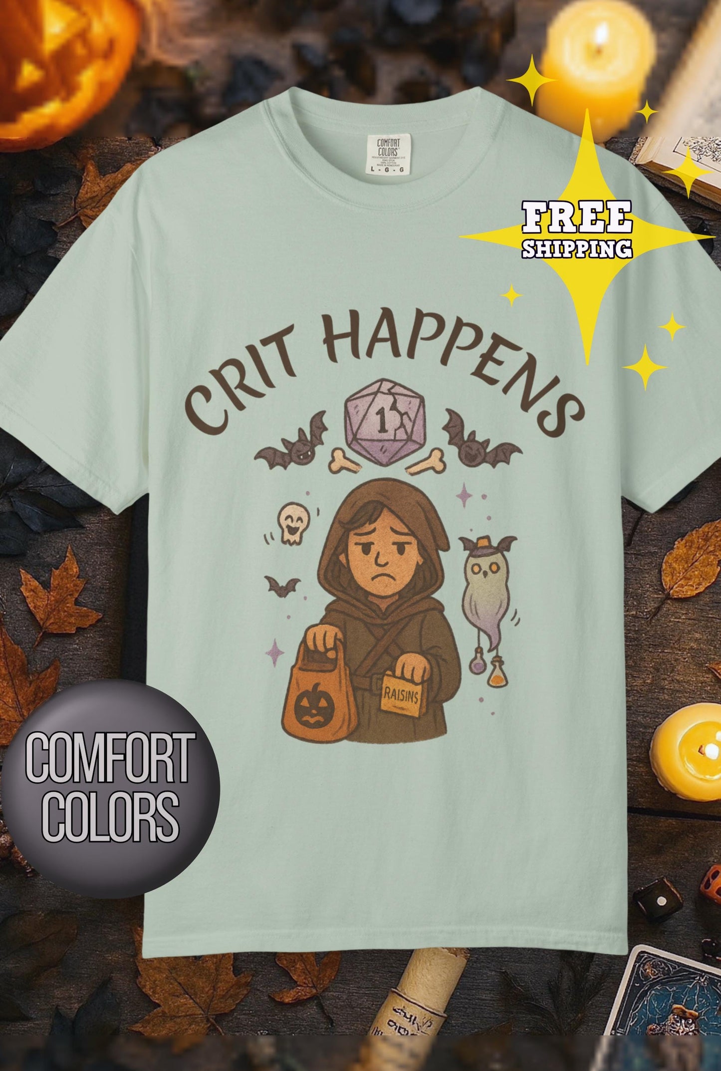 Crit Happens D&D Halloween Shirt, Dungeons and Dragons Shirt, D20 Graphic Tee, Seasonal DM Campaign T-Shirt, Funny DND Dungeon Master Gift