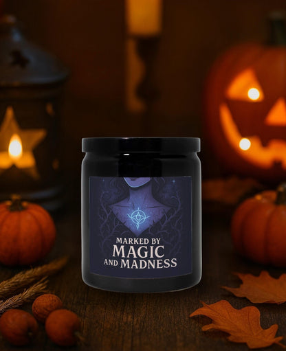Marked by Magic and Madness, Dark Fruit & Vanilla Musk Scented Candle, Midnight Scent Halloween Decor, Autumn Fragrance, Witchy Gift for Her