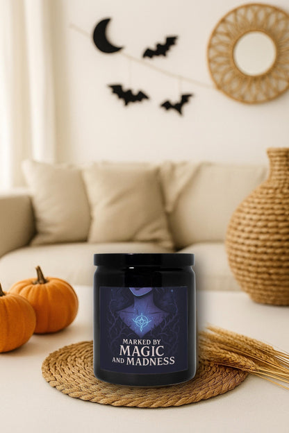 Marked by Magic and Madness, Dark Fruit & Vanilla Musk Scented Candle, Midnight Scent Halloween Decor, Autumn Fragrance, Witchy Gift for Her