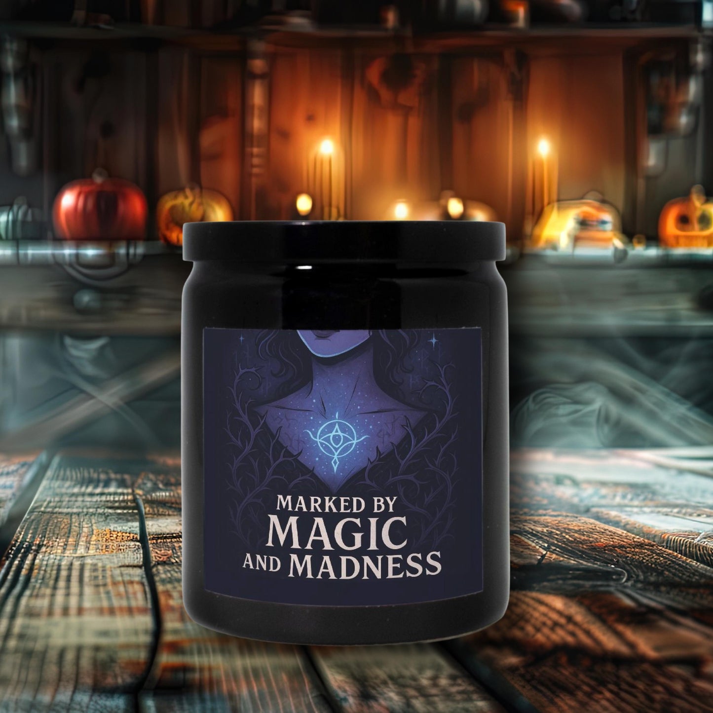 Marked by Magic and Madness, Dark Fruit & Vanilla Musk Scented Candle, Midnight Scent Halloween Decor, Autumn Fragrance, Witchy Gift for Her