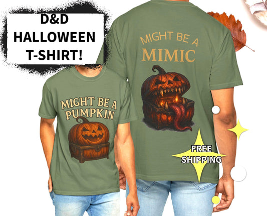 Halloween D&D T-shirt, Pumpkin Mimic Graphic Tee, DM Humor, Unisex Comfort Colors Shirt, DND Halloween Shirt, Halloween Campaign Apparel