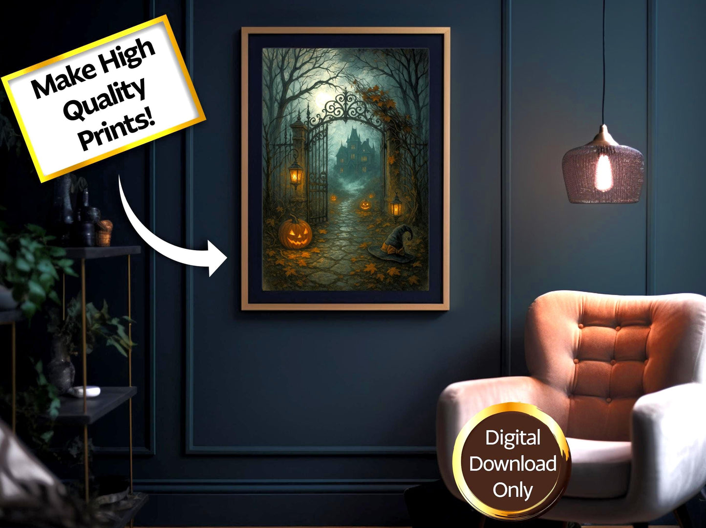 Vintage Halloween Wall Art, Witch Digital Art Bundle, 10 High Resolution Vintage Victorian Images, Digital Download, High Quality