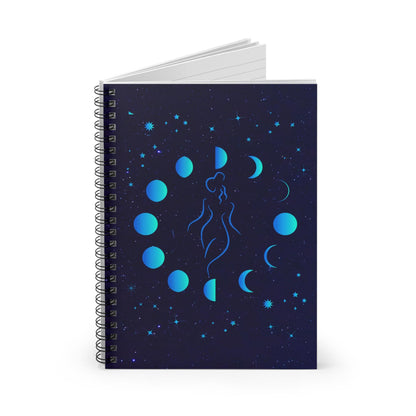 Celestial Goddess Spiral Notebook, Back to School Supplies, Cosmic Journal, Moon Phase Diary, Starry Night Memo Book, Gift for Students