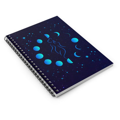 Celestial Goddess Spiral Notebook, Back to School Supplies, Cosmic Journal, Moon Phase Diary, Starry Night Memo Book, Gift for Students