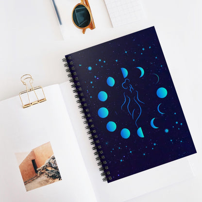 Celestial Goddess Spiral Notebook, Back to School Supplies, Cosmic Journal, Moon Phase Diary, Starry Night Memo Book, Gift for Students