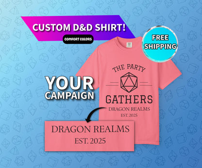 Custom D&D T-Shirt, Session Zero Shirt, Dungeon Master Top, D20 DND Party Campaign Shirt, Personalized Dungeons and Dragons Squad Gift