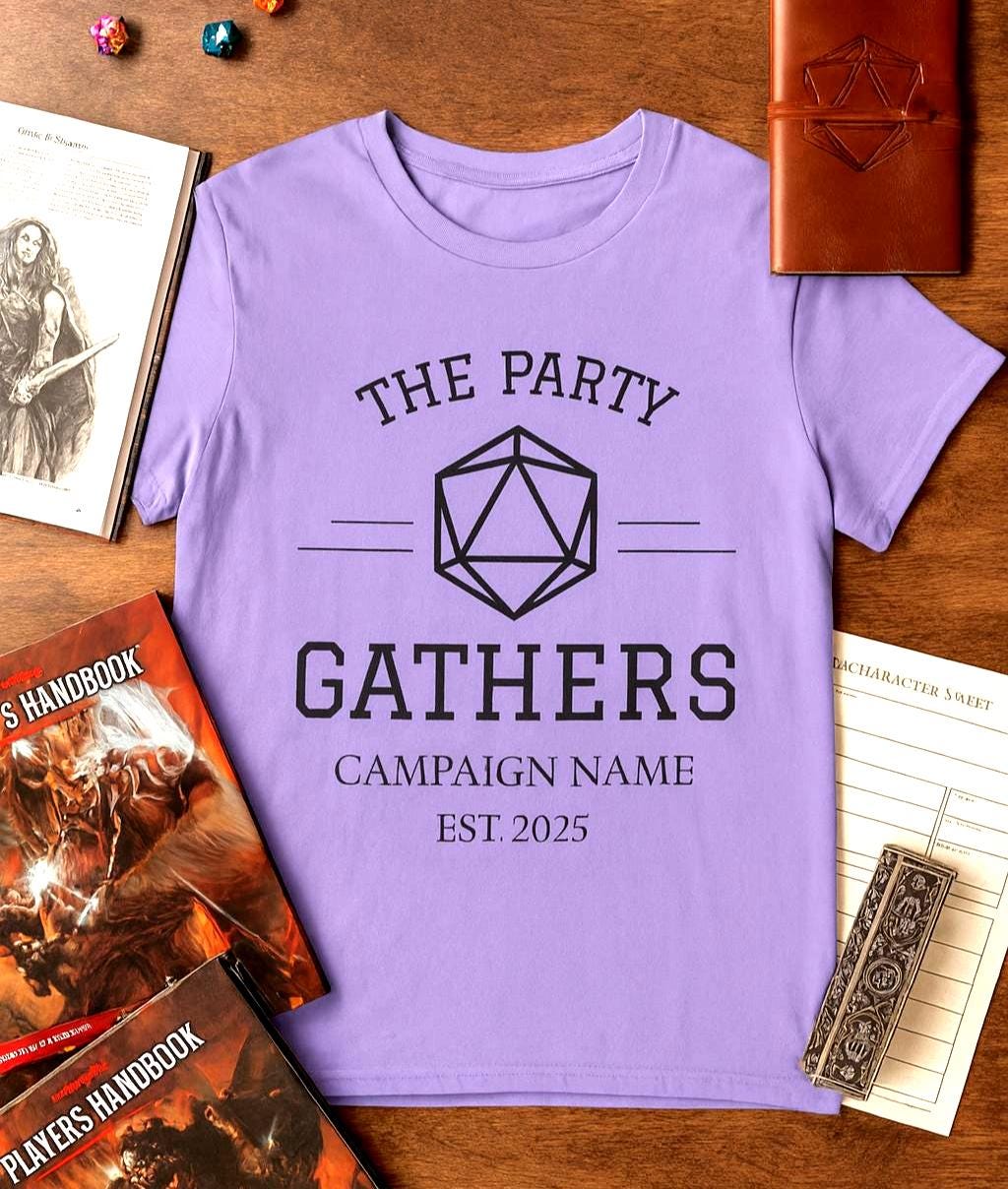 Custom D&D T-Shirt, Session Zero Shirt, Dungeon Master Top, D20 DND Party Campaign Shirt, Personalized Dungeons and Dragons Squad Gift