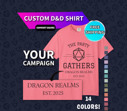 Custom D&D T-Shirt, Session Zero Shirt, Dungeon Master Top, D20 DND Party Campaign Shirt, Personalized Dungeons and Dragons Squad Gift