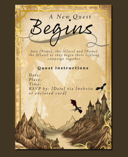 D&D Wedding Invitation, Digital Download, Dungeons and Dragons Invite Template, Adventure Quest Wedding, DND Couples, Marriage