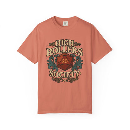 High Rollers Society Shirt DND Graphic Tee, Dungeons and Dragons T-Shirt Dungeon Master Game Night Shirt, Men Women S-4XL Comfort Colors