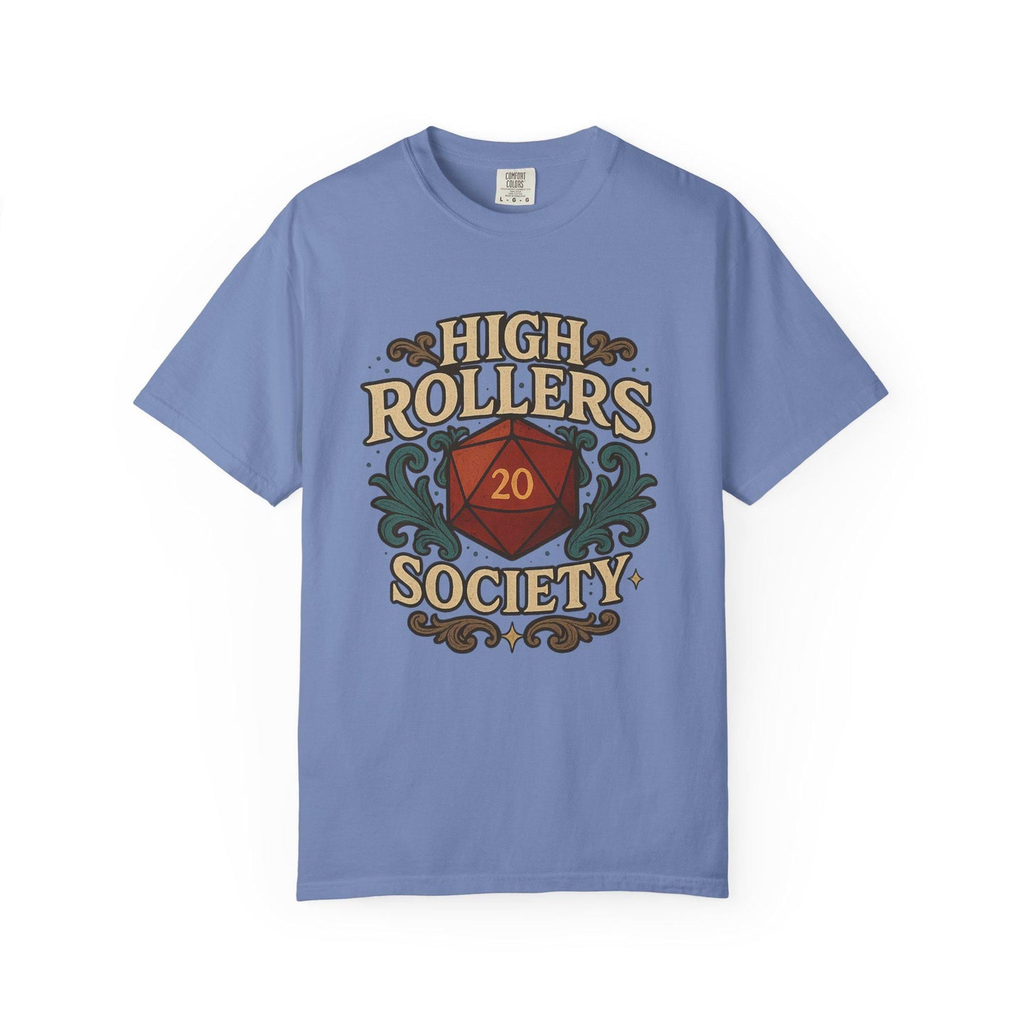 High Rollers Society Shirt DND Graphic Tee, Dungeons and Dragons T-Shirt Dungeon Master Game Night Shirt, Men Women S-4XL Comfort Colors