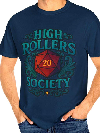 High Rollers Society Shirt DND Graphic Tee, Dungeons and Dragons T-Shirt Dungeon Master Game Night Shirt, Men Women S-4XL Comfort Colors
