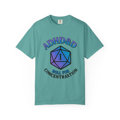 ADHD&D Roll for Concentration Shirt, d20 Dice Critical Failure, Geeky D20 Nat 1 T-Shirt, Dungeons and Dragons Gift, Roleplaying Game Top