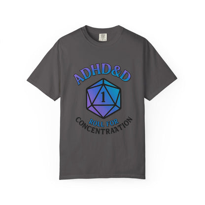 ADHD&D Roll for Concentration Shirt, d20 Dice Critical Failure, Geeky D20 Nat 1 T-Shirt, Dungeons and Dragons Gift, Roleplaying Game Top
