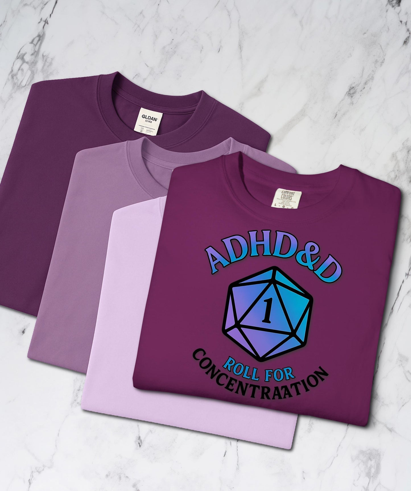 ADHD&D Roll for Concentration Shirt, d20 Dice Critical Failure, Geeky D20 Nat 1 T-Shirt, Dungeons and Dragons Gift, Roleplaying Game Top