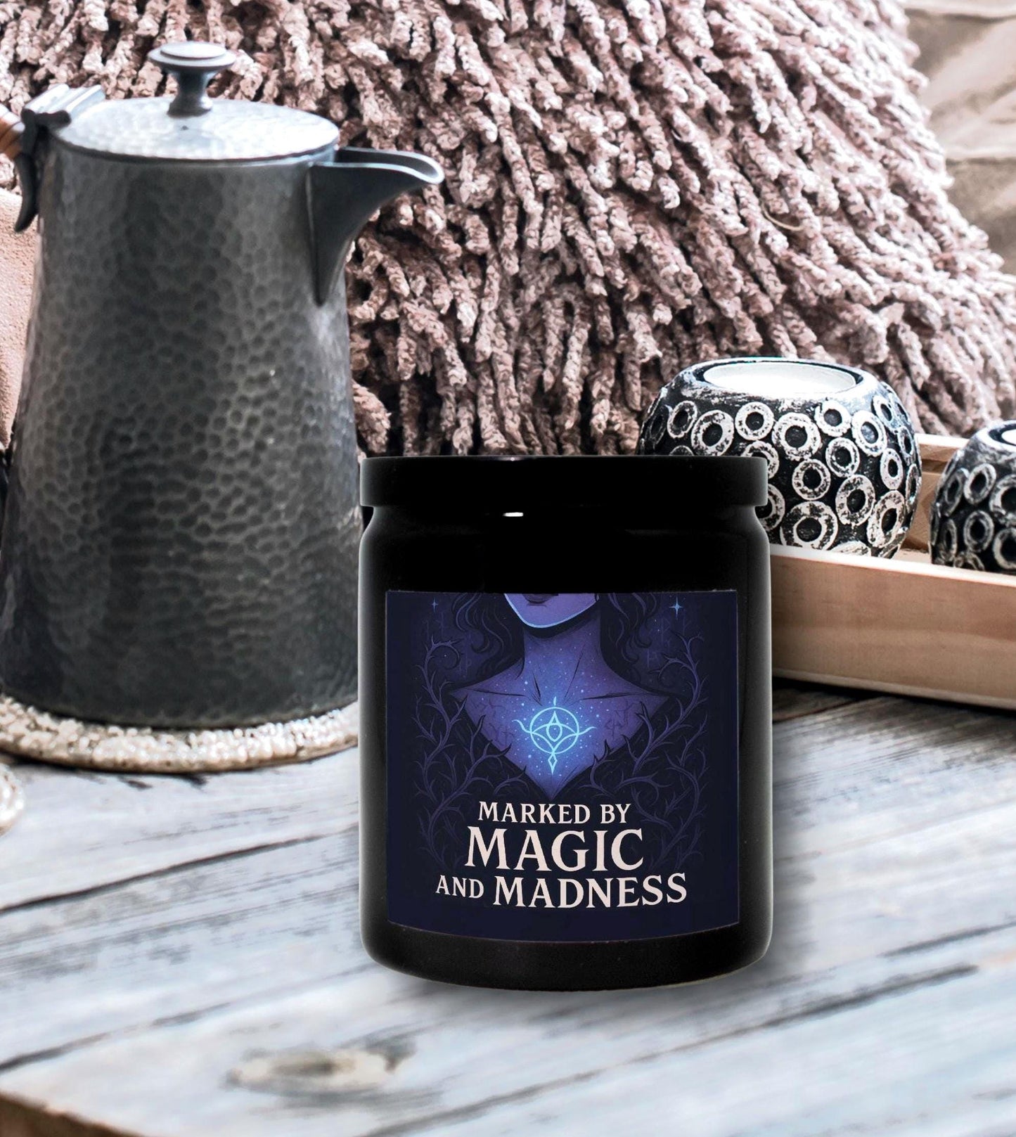 Marked by Magic and Madness, Dark Fruit & Vanilla Musk Scented Candle, Midnight Scent Halloween Decor, Autumn Fragrance, Witchy Gift for Her