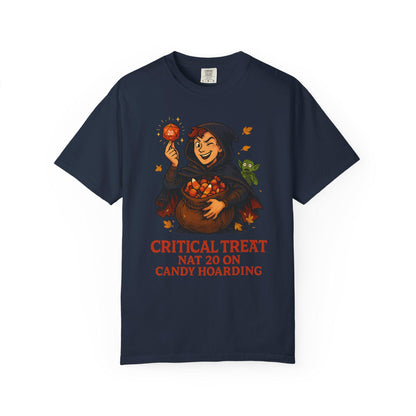 D&D Halloween Shirt D20 Critical Treat, Dungeons and Dragons Player T-Shirt Roll for Candy, Rogue Loot Bag, Dungeon Master Gift DND DM