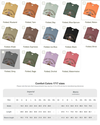 Crit Happens D&D Halloween Shirt, Dungeons and Dragons Shirt, D20 Graphic Tee, Seasonal DM Campaign T-Shirt, Funny DND Dungeon Master Gift