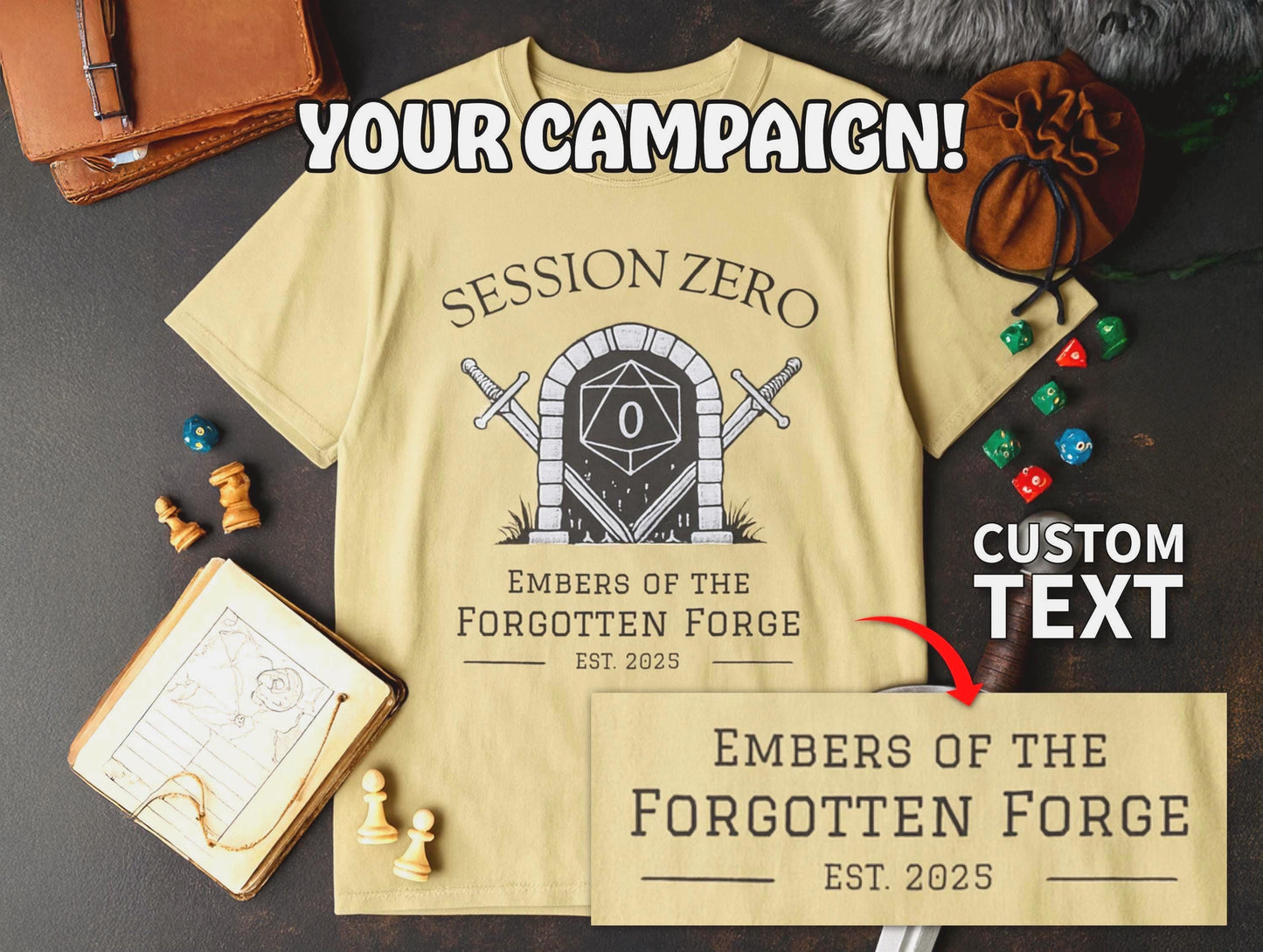 Custom D&D T-Shirt, Session Zero Shirt, Dungeon Master Top, D20 DND Party Campaign Shirt, Personalized Dungeons and Dragons Player Gift